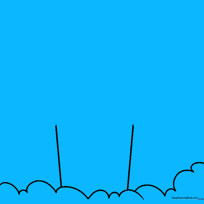Drawing of a house roof with wavy, layered lines depicting snow accumulation.
