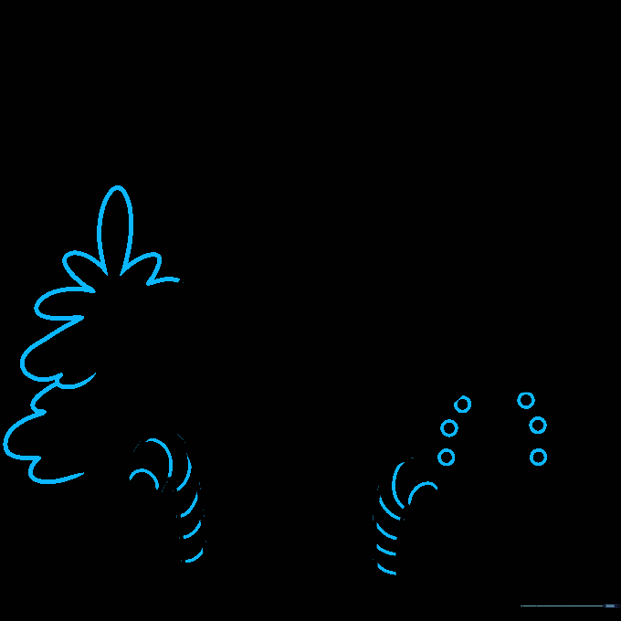 Drawing showing striped candy canes and a pine tree next to the house.