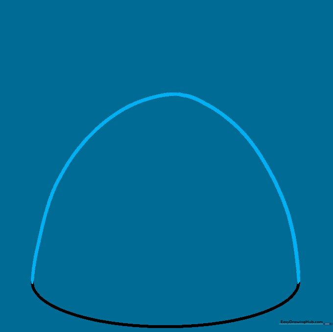 The pudding shape is closed with a second curved line, creating a rounded dome.
