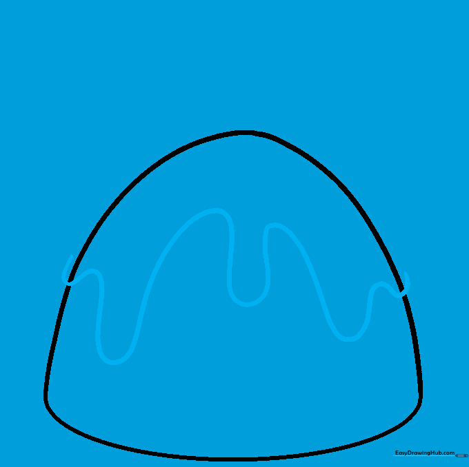 A wavy line is drawn across the top of the pudding to define the icing layer.