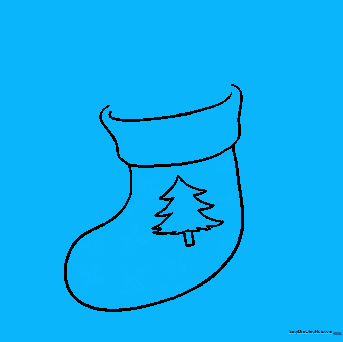 Small X-shaped patterns added to the stocking for a decorative snowflake effect.