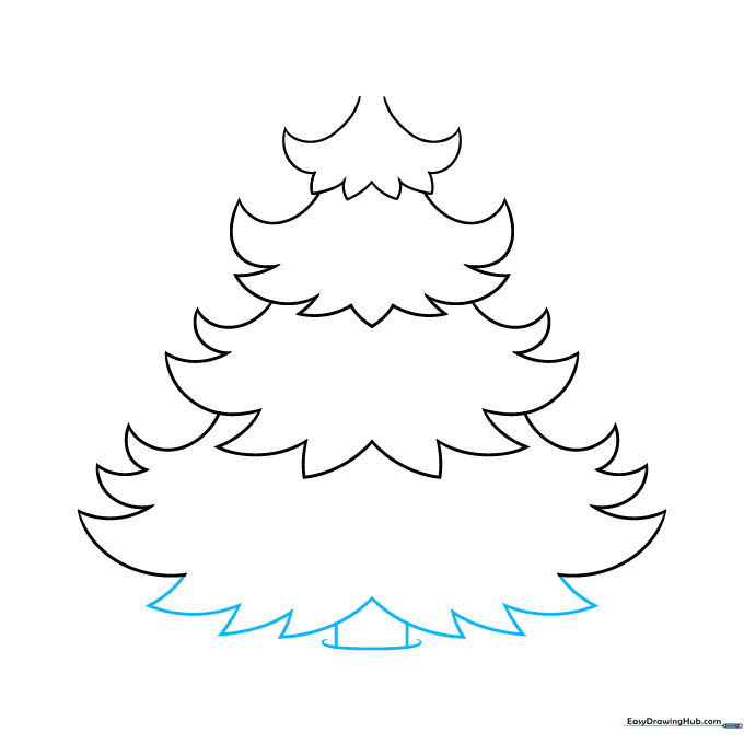 Adding a small, rectangular tree trunk at the base of the branches.