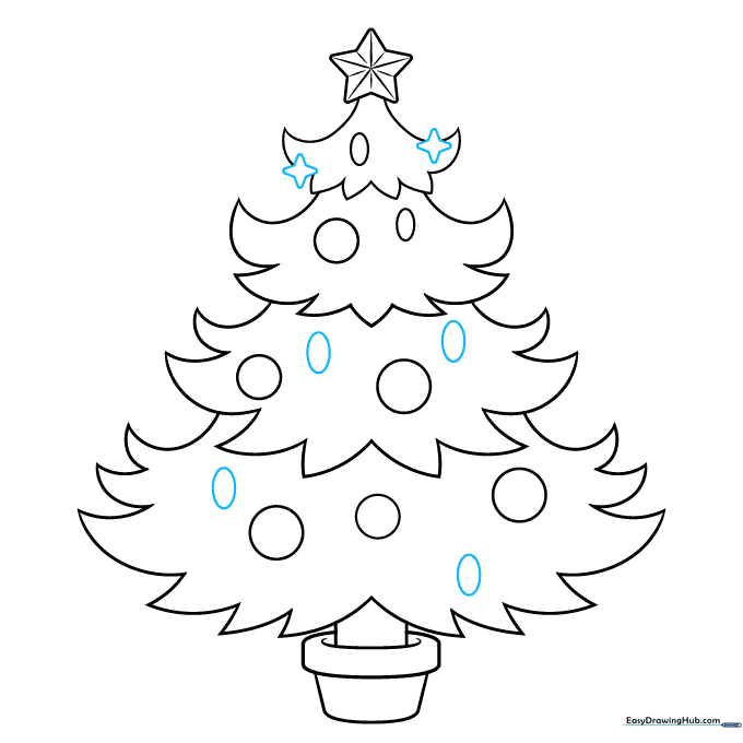 Adding small, four-pointed star shapes to represent twinkling lights.