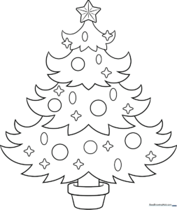 A vibrant, finished Christmas tree drawing, perfect for holiday art projects.