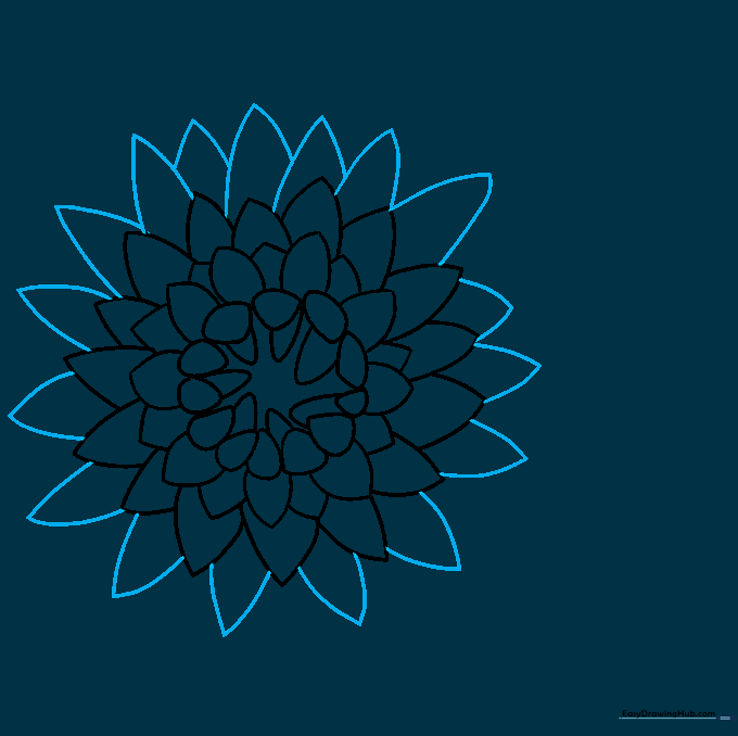 Adding long, overlapping petals to increase the volume of the chrysanthemum.