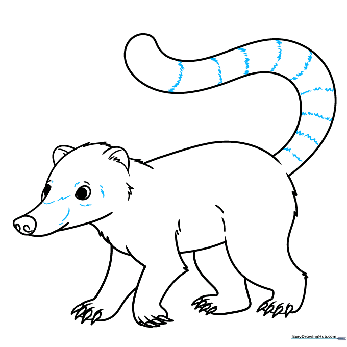Adding stripes to the tail and final facial details.