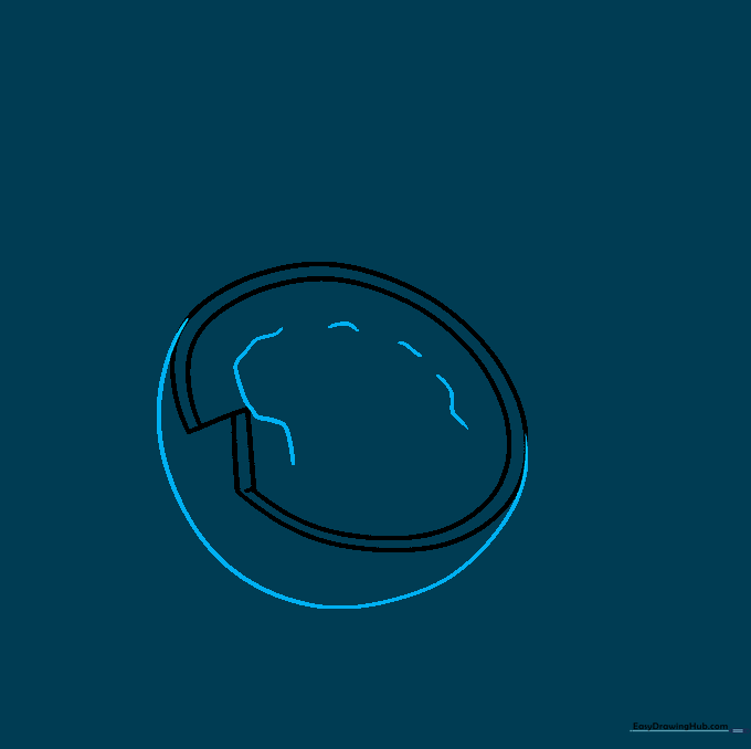 Adding curved lines to define the inner white flesh of the coconut.
