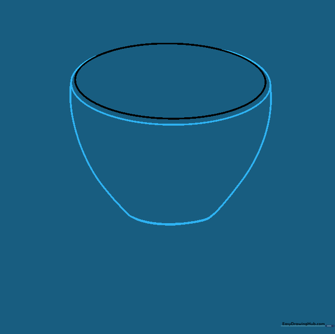 The outline of a coffee mug body connected to the top rim oval.