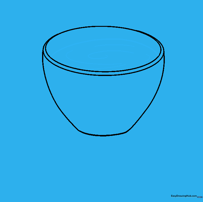 A coffee mug with a curved line inside the rim indicating liquid and small ripples.