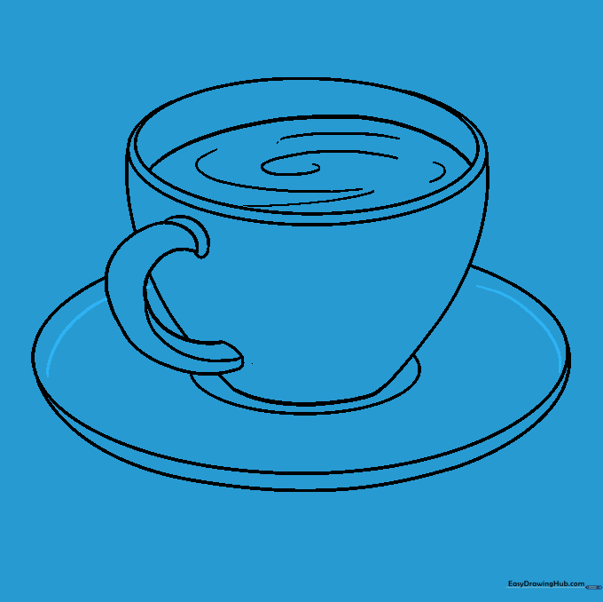 Adding depth lines to the edge of the saucer.