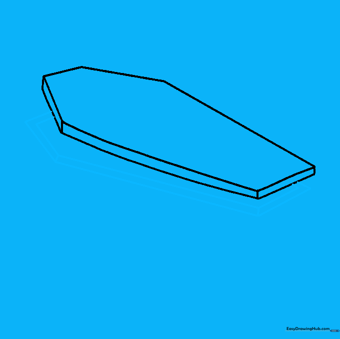 Sketching an inner hexagon to define the depth of the coffin opening.