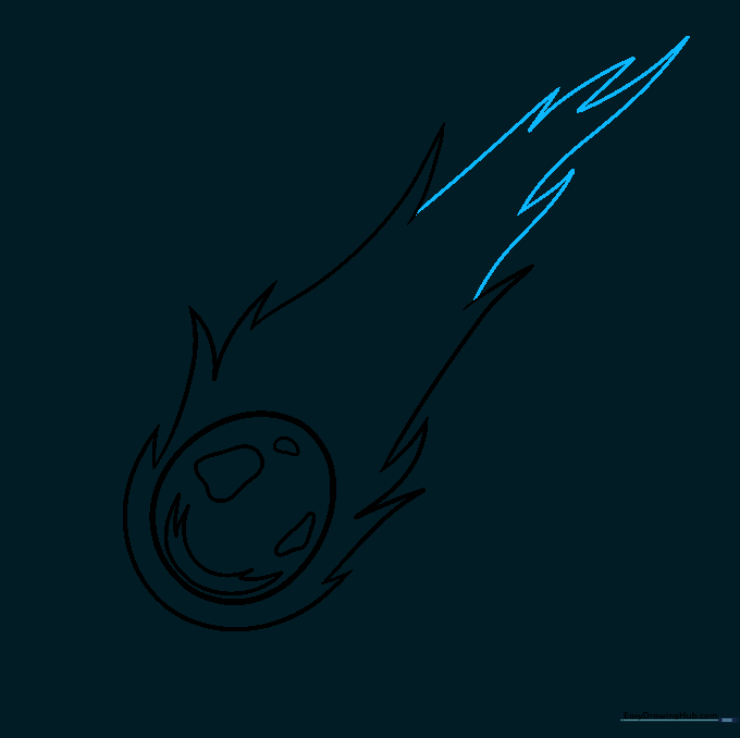 Connecting the lines to complete the outline of the comet's tail.