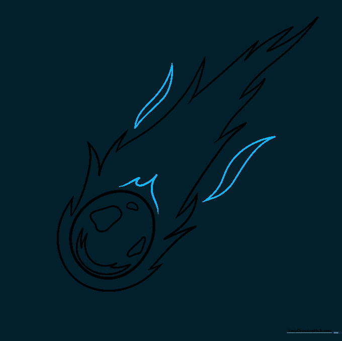 Adding refined curved lines to the trailing edge of the comet to add depth.
