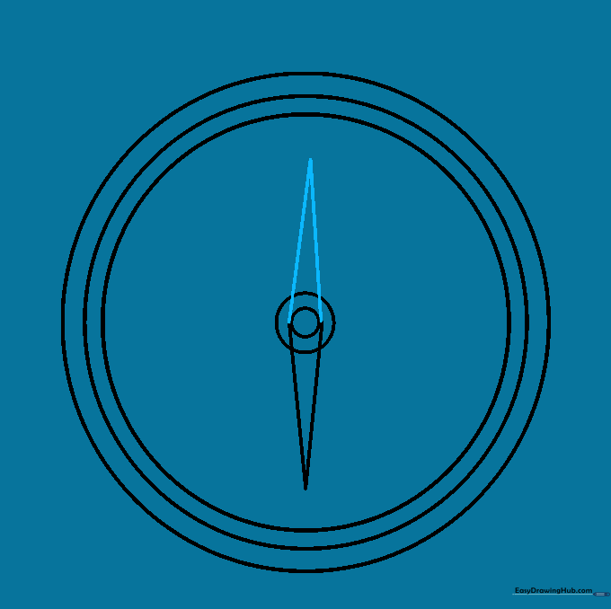 The completed compass needle showing both top and bottom points extending from the center.