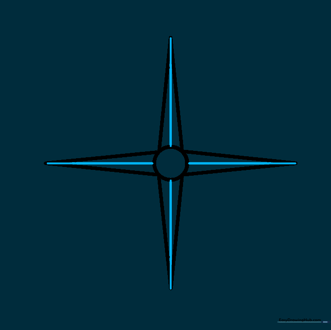 Adding a vertical line through the center of each cardinal ray to create depth.