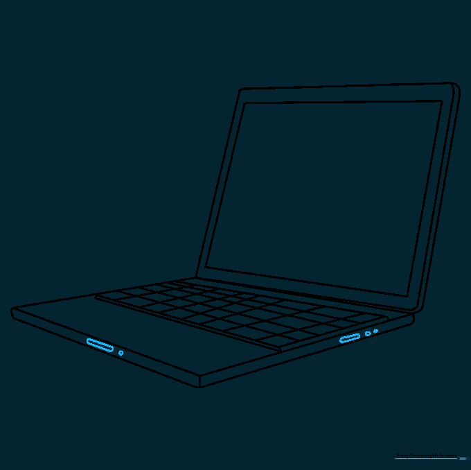 Adding small circular and oval details to the side of the laptop to represent ports.
