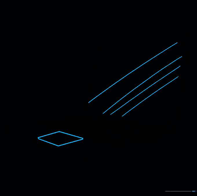 Adding a touchpad rectangle and diagonal glare lines to the laptop screen.