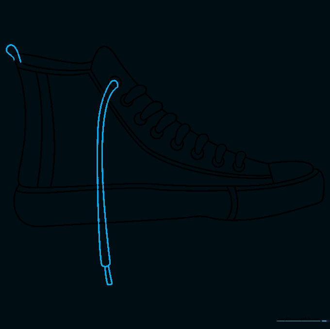 Adding details of an untied shoelace hanging from the top of the sneaker.