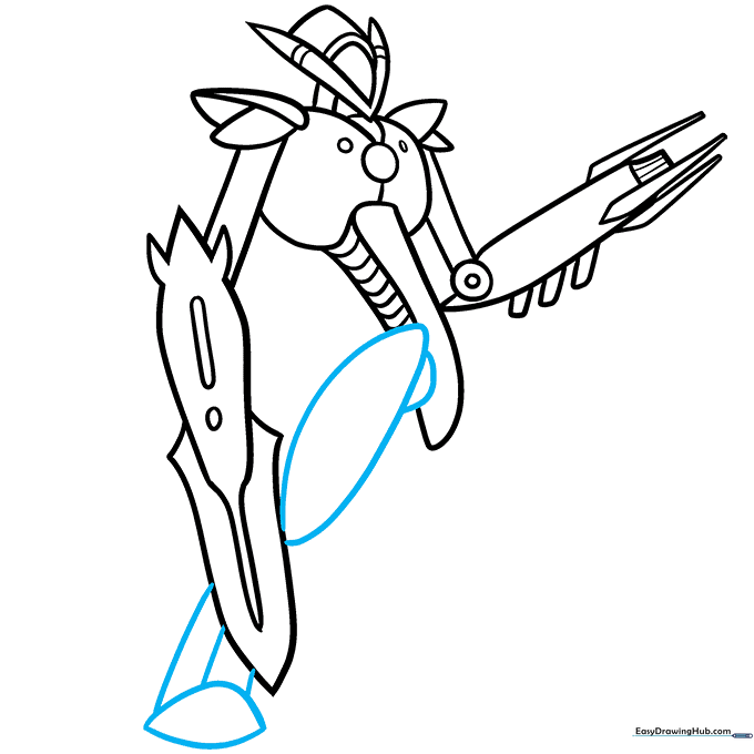 Outlining the robot's hip, leg, and foot structure.