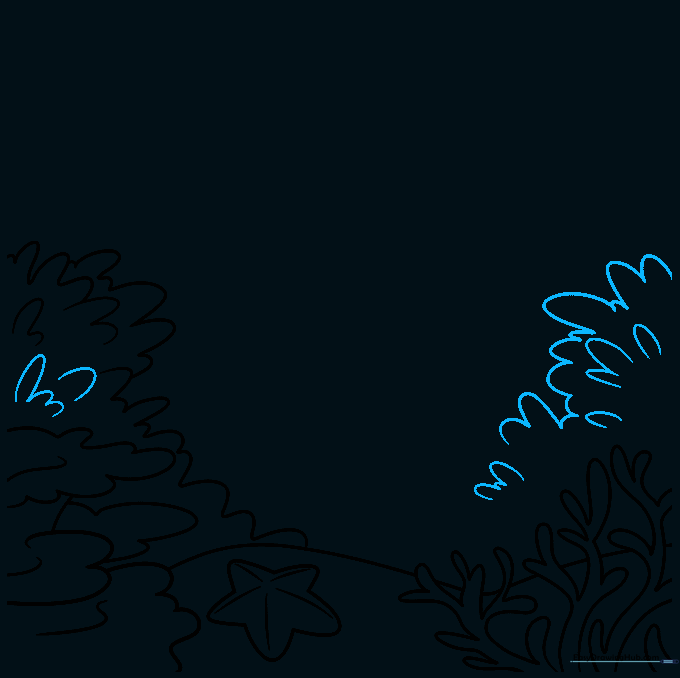 Adding U-shaped texture lines to the sponges on both sides of the reef.