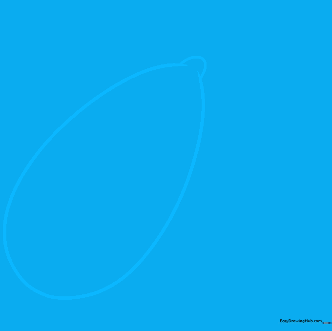 A simple outline of a rounded, oblong corn dog shape drawn on a white background.