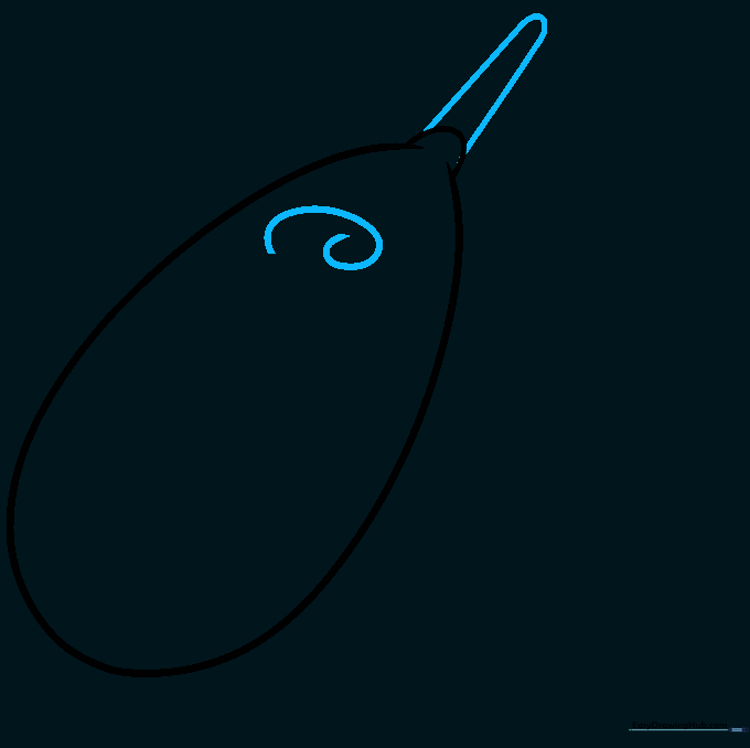The corn dog shape with a small stick at the bottom and a spiral line starting at the top.