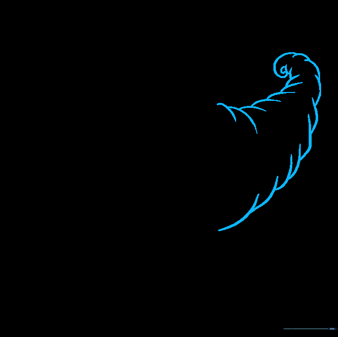 Outline of the cornucopia horn shape showing the long, curved, tapered body.