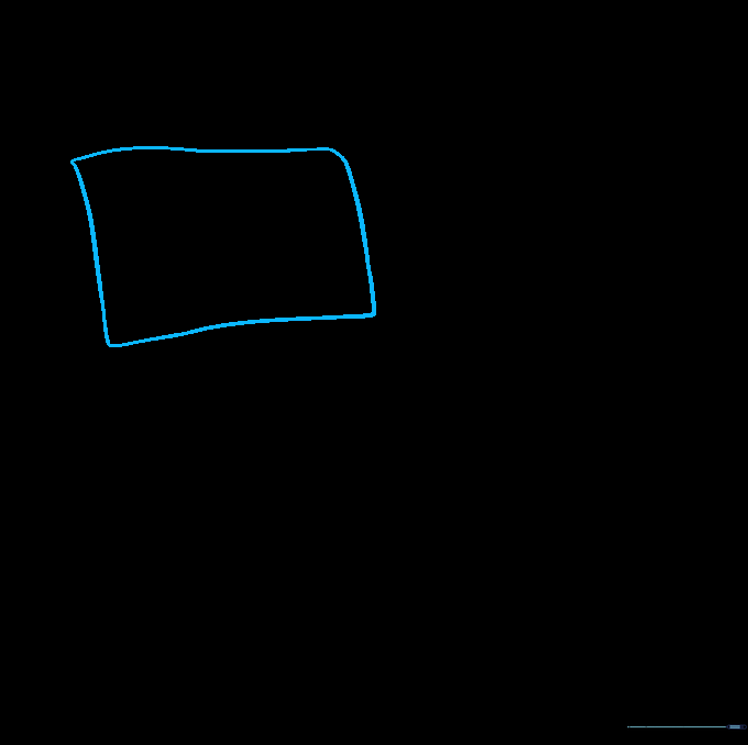 A single irregular rectangle drawn with light pencil lines representing the first back cushion of a sofa.