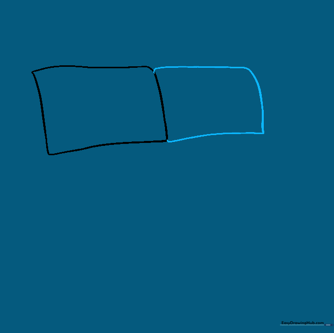Two adjacent rectangular shapes forming the backrest of the couch.