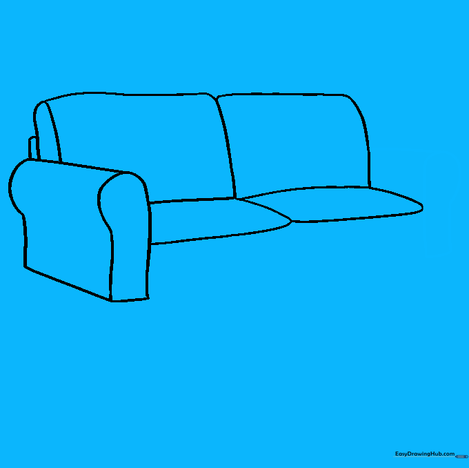 The second armrest being added to the opposite side of the couch drawing.