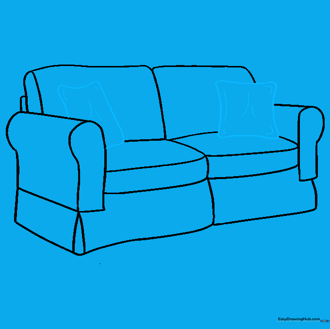 Adding decorative throw pillows to the couch with curved lines for texture.