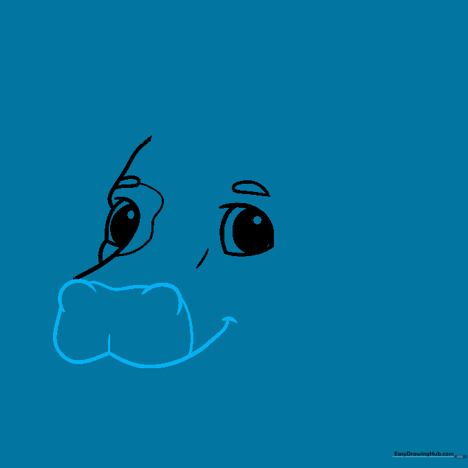 Drawing the wide snout and muzzle structure of the cow