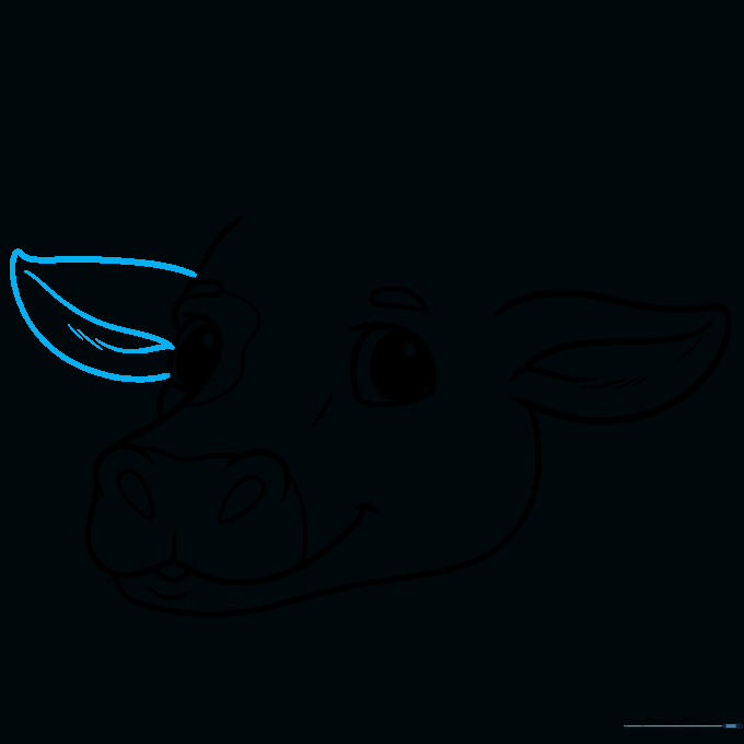 Adding the second ear to the left side of the cow's head