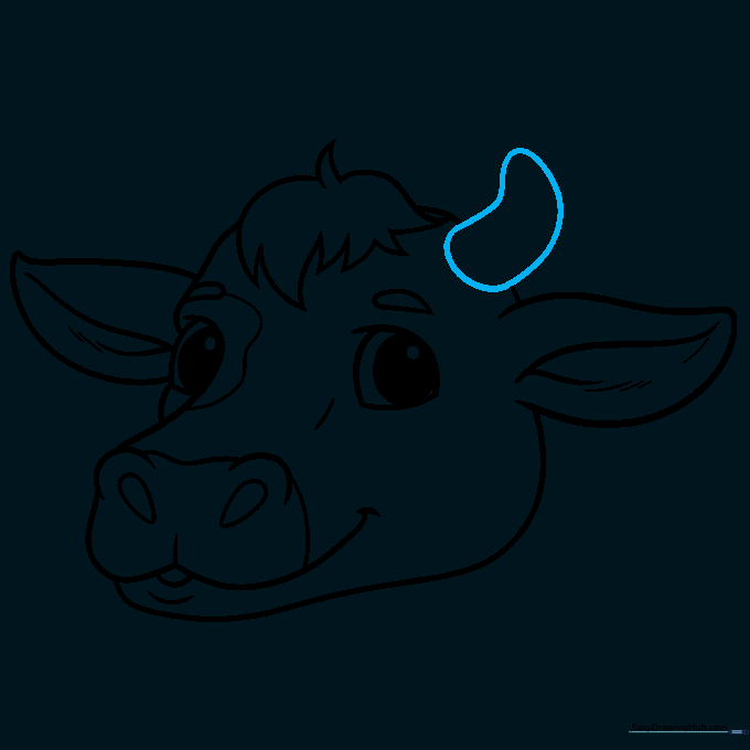 Adding a curved horn to the right side of the cow's head