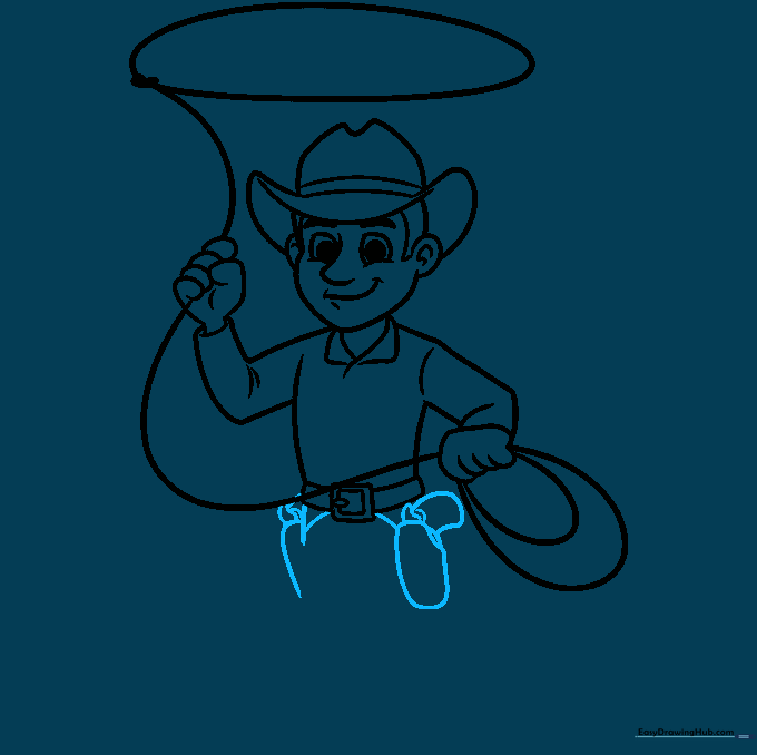Drawing of cowboy holsters and revolvers attached to the belt
