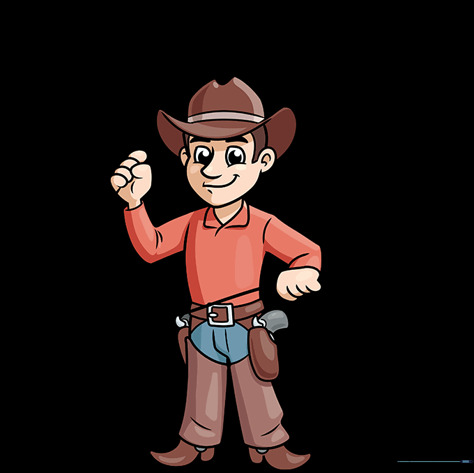 Fully colored cartoon cowboy illustration