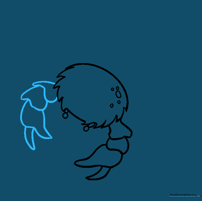 Drawing a matching second claw on the opposite side of the crab's body.