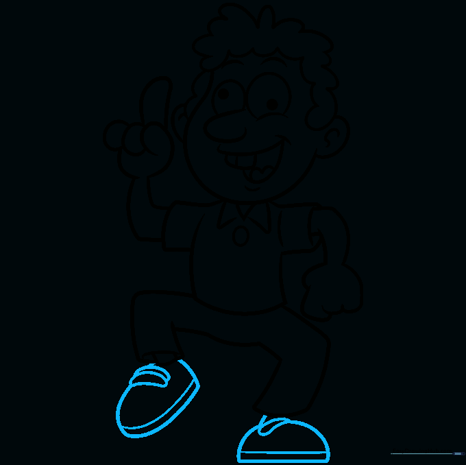 Adding shoes with laces to the cartoon character.