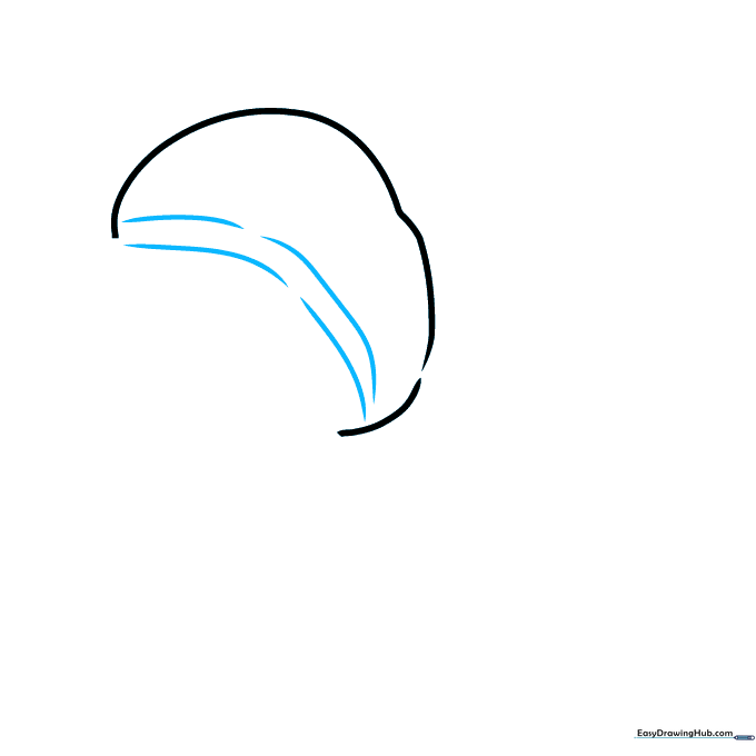 Two short parallel lines added to the base curve to suggest the texture of a croissant.