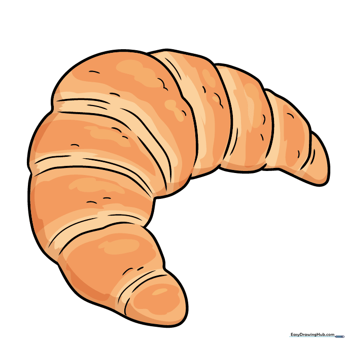 A fully colored, golden-brown croissant drawing.