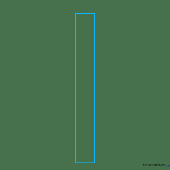 A light pencil sketch of a tall, narrow vertical rectangle on a white background.