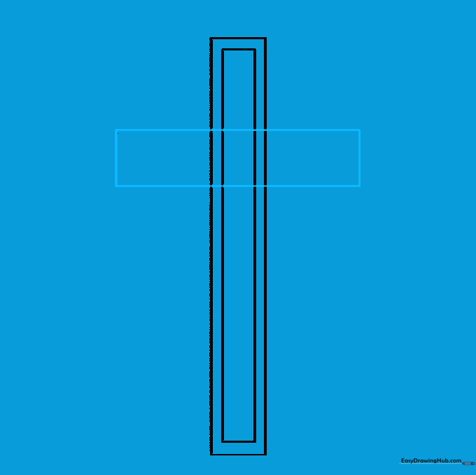 A horizontal rectangle intersecting the vertical frame to form the cross shape.