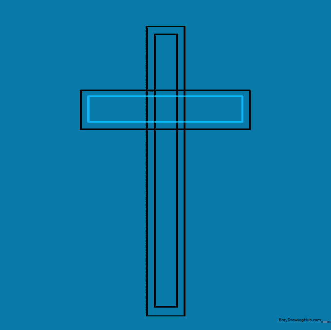 A smaller rectangle added inside the horizontal arms to match the style of the vertical base.