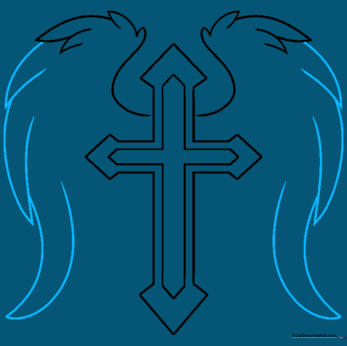 Drawing long, pointed feathers along the outer edges of the wings.