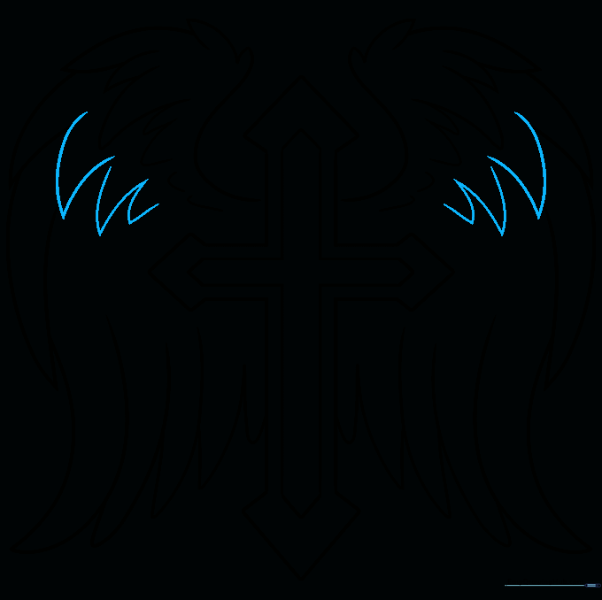 Adding V-shaped detail feathers to enhance the texture of the wings.
