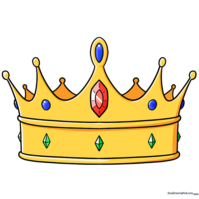 A fully colored, vibrant royal crown drawing.