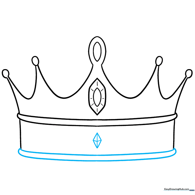 Adding a diamond-shaped jewel to the center of the crown band.