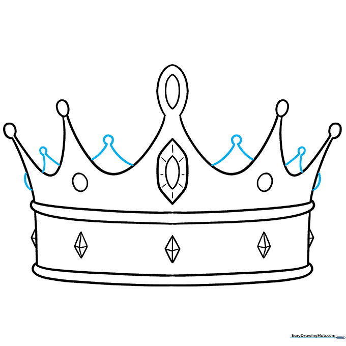 Completing the final outline of the crown with additional points.