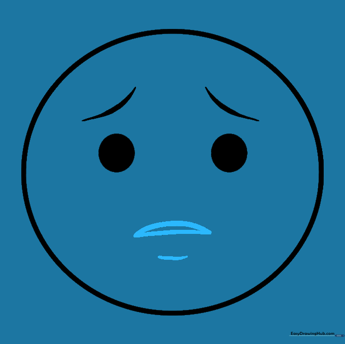 A small, downward-curving mouth line and a tiny chin arc added to the bottom half of the emoji face.