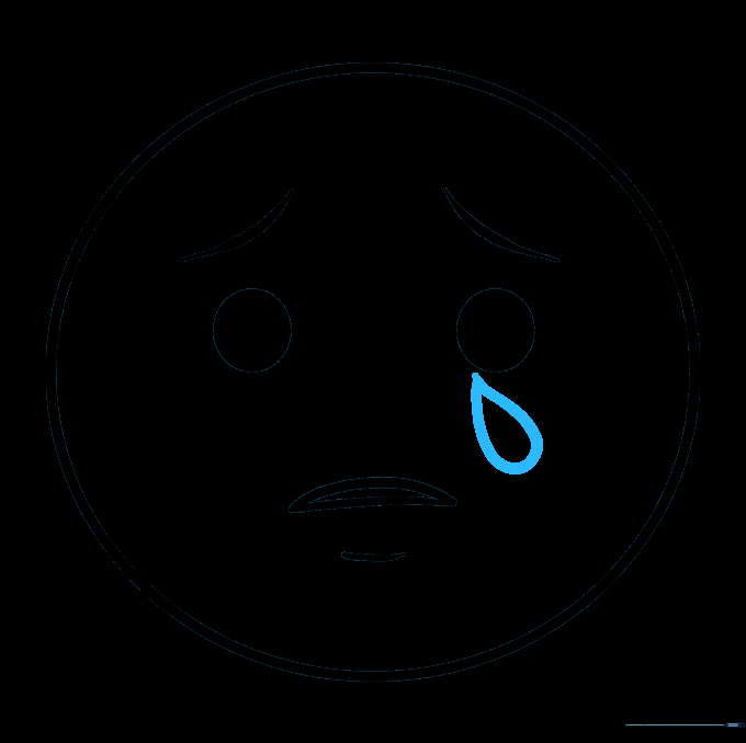 A single teardrop shape drawn falling from one of the emoji's eyes.